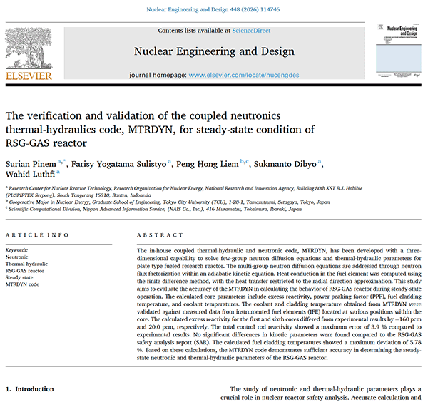 The verification and validation of the coupled neutronics thermal-hydraulics code, MTRDYN, for steady-state condition of RSG-GAS reactor
